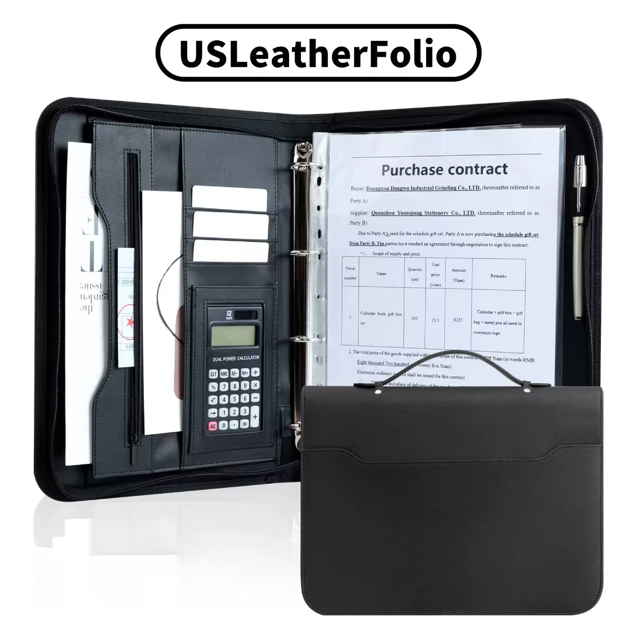 

A4 Multi-functional Leather File Folder Business Office Document Folder Detachable Pages For Contracts Other Paper Organizer Bag