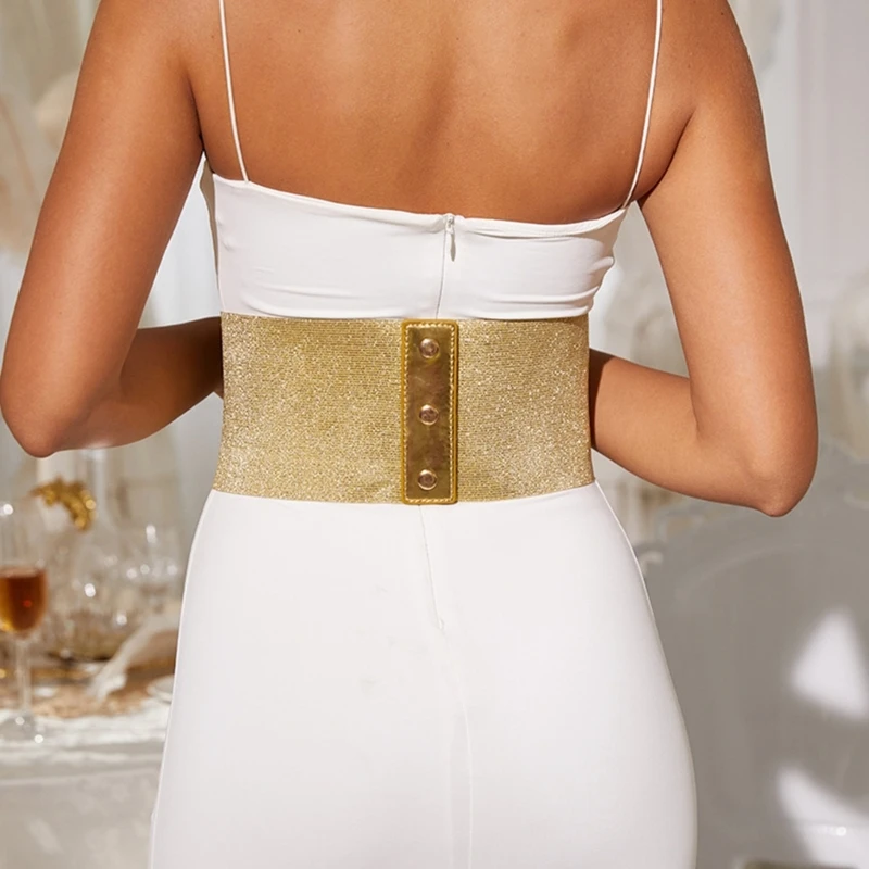 Elastic Belt for Dress y2k Corset Underbust Wide Dress Belt Gold Corset Belt Big Gold Belt For Women Waist Cinchs Belt