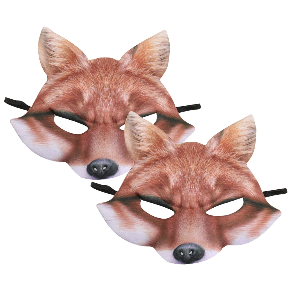 

2pcs Fox Half Face Halloween Mask Women Cosplay Costume Accessory Makeup Ball Masquerade Soft Elastic Band Fox Mask