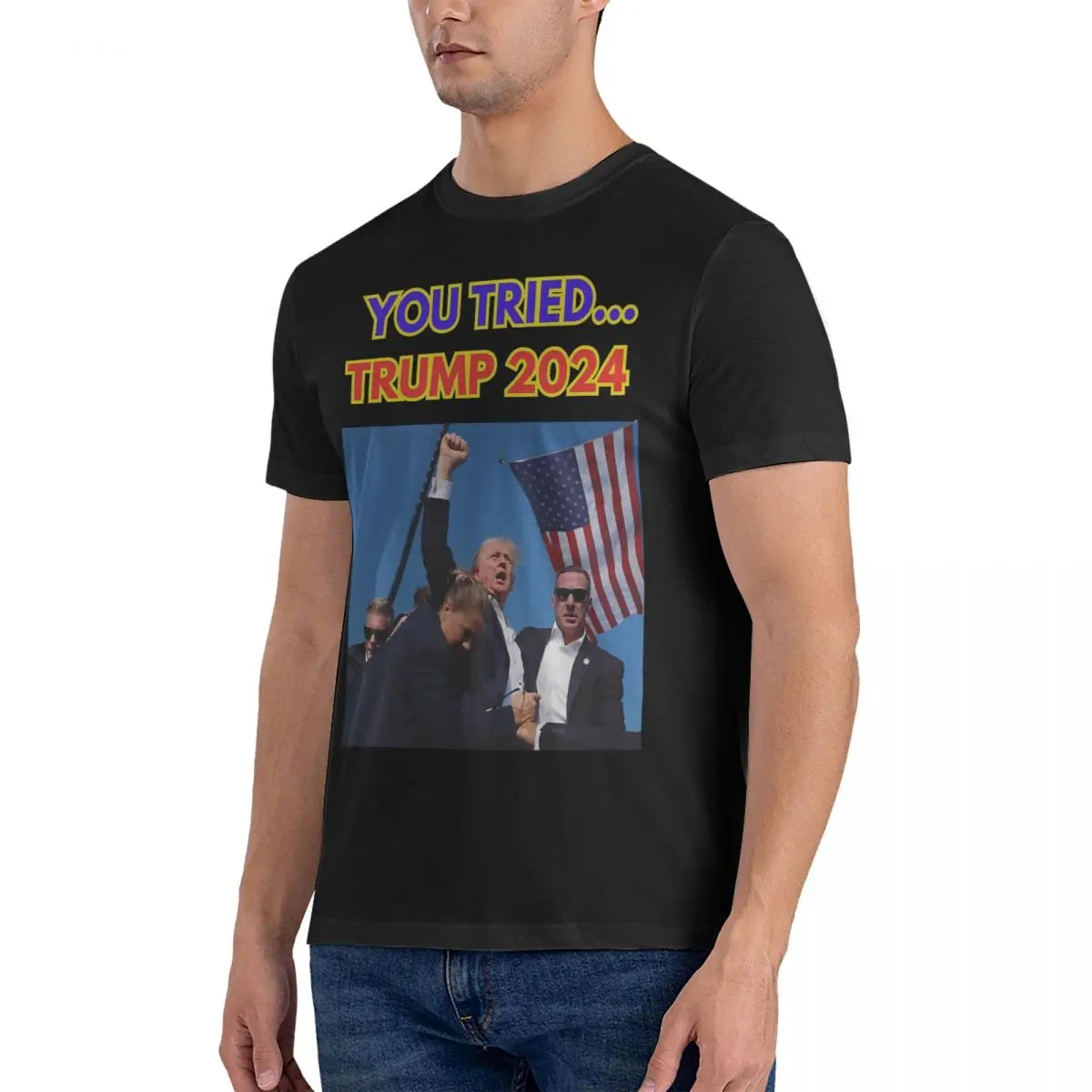 Men T-Shirts Trump Failed Assassination Attempt Fashion Cotton Tees Short Sleeve MAGA T Shirt O Neck Clothes 4XL 5XL