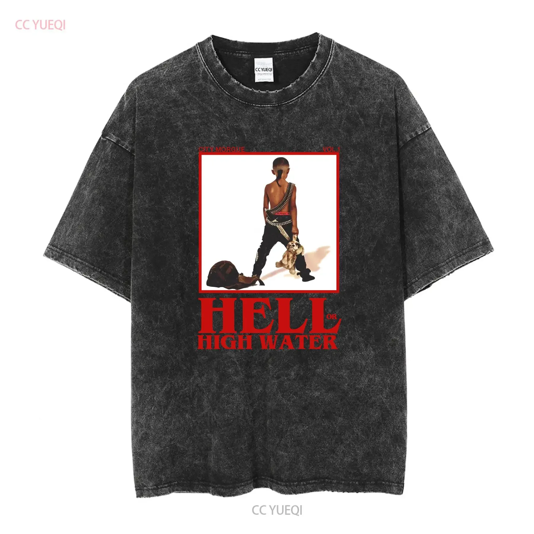 ZillaKami SosMula CITY MORGUE HELL OR HIGH WATER Black All Size T Shirt S 4Xl long sleeves vintage Washed fashion Slightly