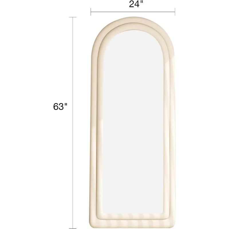 Vloerspiegel, Gebogen Spiegel Over De Volledige Lengte, Vloerspiegel Vrijstaand, Gebogen Wandspiegel, Grote Vloerlengte Spiegel Met Standaard
