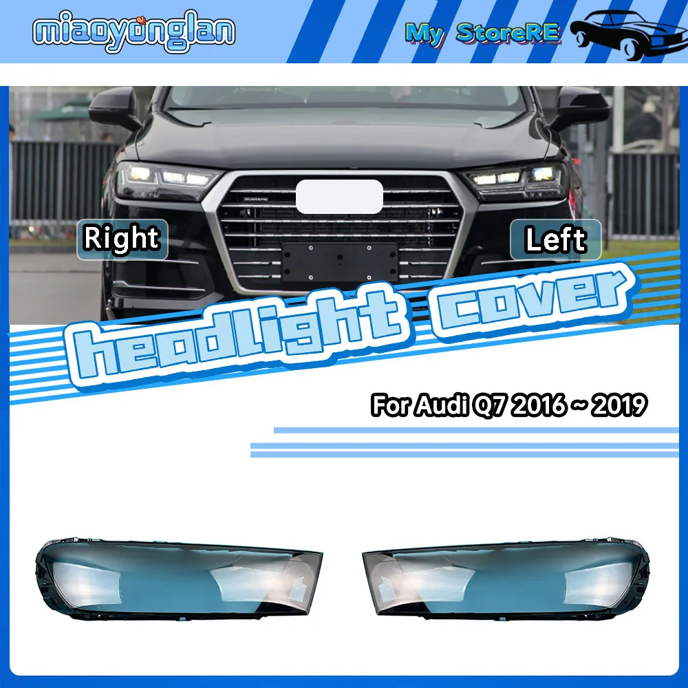 

For Audi Q7 2016 2017 2018 2019 Front Headlight Cover Transparent Headlamp Lamp Shell Replace Original Lampshade Plexiglass