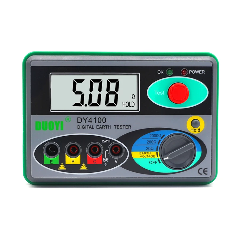 

DY4100 Digital Earth Resistance Meter Ground Resistance Tester 0-2000 ohm Insulating Meter Lightning Protection Detector