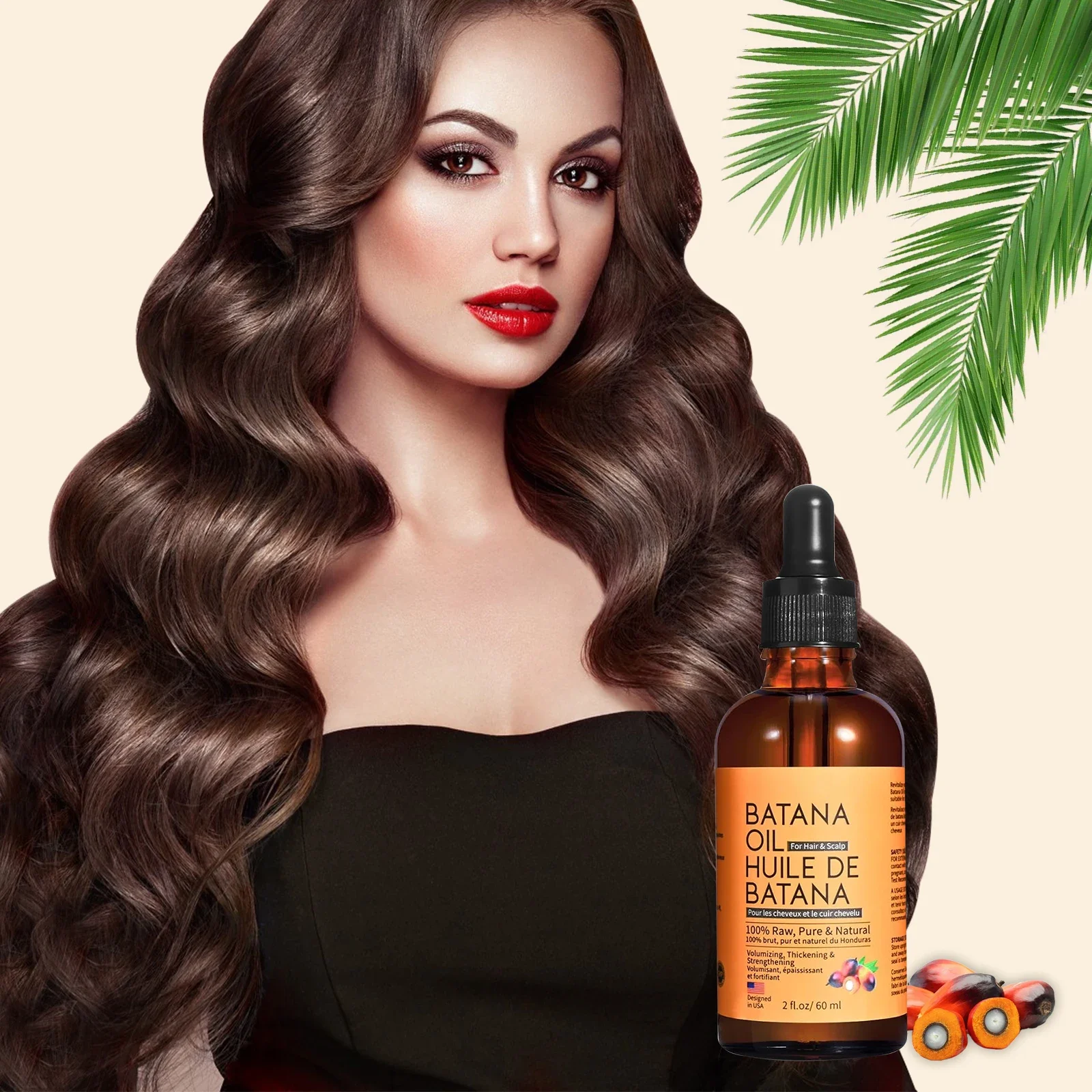 

Чистое масло для ухода за волосами Batana, предотвращающее рост волос Batana, утолщение, увлажнение, укрепление, 60 мл, маска от выпадения волос, уход за волосами