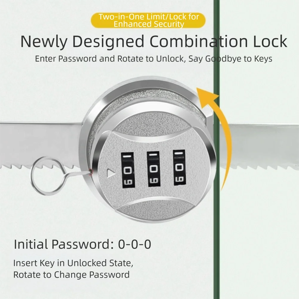Zinc Alloy Combination Password Lock PunchFree Mounting Double Opening Glass Door Lock Serrated Lock Easy Setup
