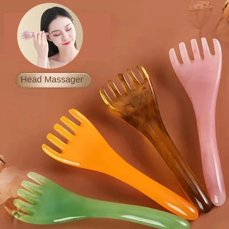 

Resin Head Massager Scalp Gua Sha for Body Neck Leg Massage Five-claw Head Scraping Stick Massage Scraping Claw Massage Visage