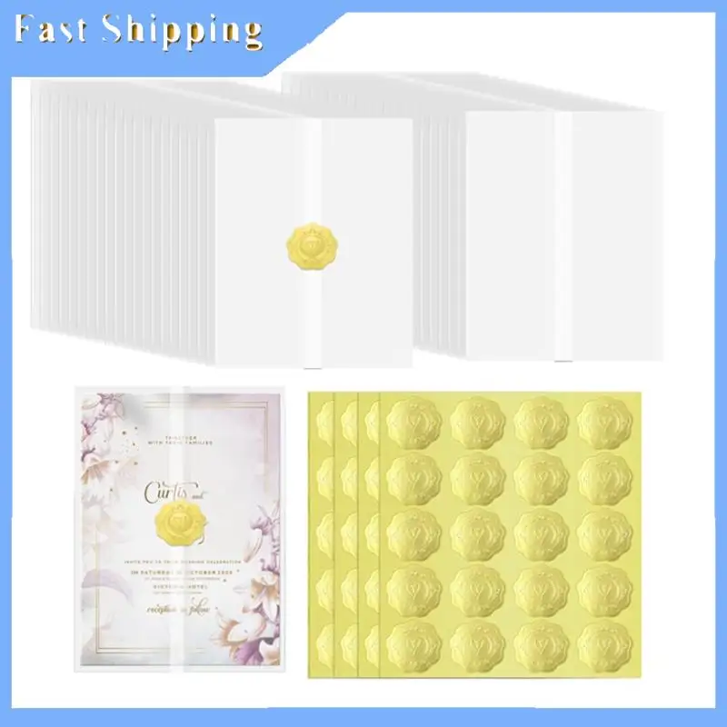 Wedding Invitations Wraps Set Include 100Pc Gold Self Adhesive Envelope Seal Stickers