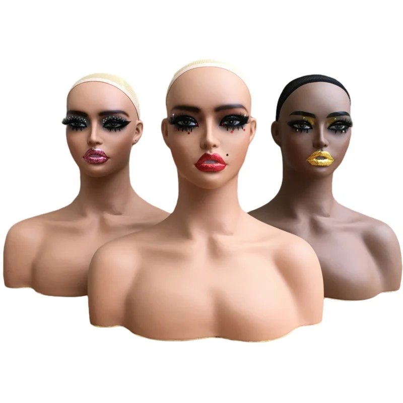 女性と男性のためのpvcマネキンヘッド非対称メガネとネックレスのディスプレイヨーロッパアメリカ