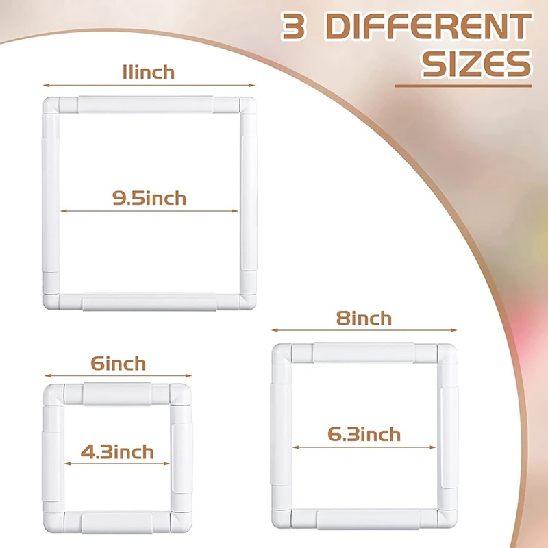 Square Embroidery Hoop Frames White Rectangular Hoop Embroidery Snap Frame DIY Sewing Tools For Quilting Silk-Painting