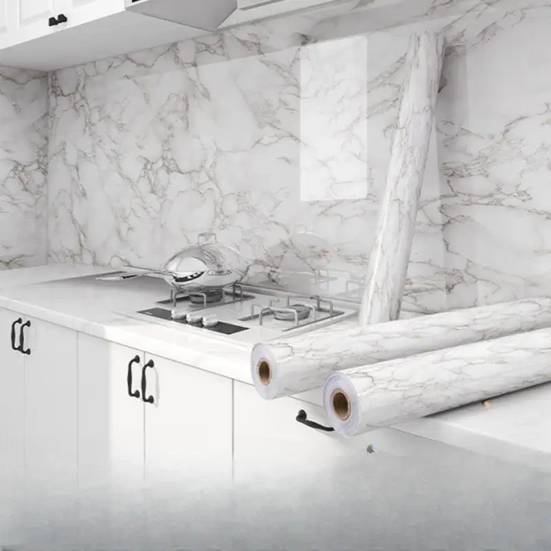 60cm marble self-adhesive PVC waterproof oil proof mold proof wall stickers for cabinets kitchen countertops wallpaper