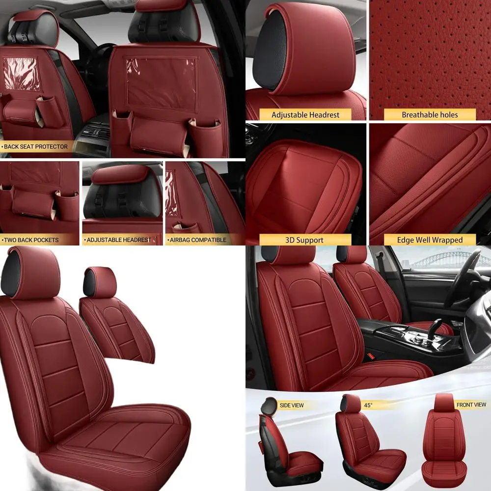 

Универсальные бордовые чехлы на передние сиденья с органайзером на заднее сиденье для автомобилей, седанов, внедорожников и грузовиков