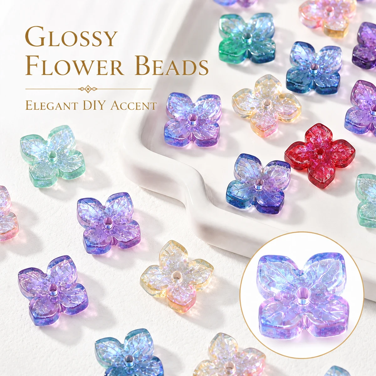 50-150Pcs 10mm Multicolor Hydrangea Petals Crystal Glass Beads for Jewelry Making Bracelet Necklace Keychain DIY Accessories