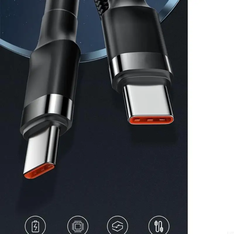 E1PF 120W 10A تيار عالية النوع C من نوع C كابل شحن C لشحن سريع ونقل البيانات السريعة