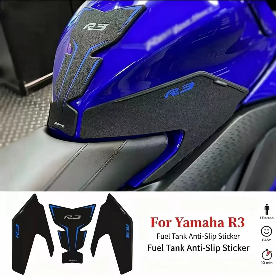 Motorcycle For YAMAHA R3 Fuel Tank Grip Pads Knee Traction Tank Pad Stickers