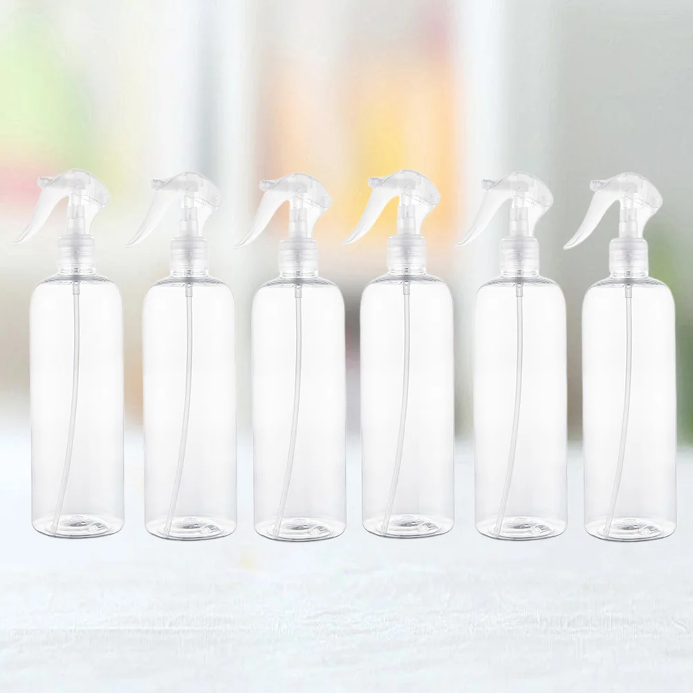 6 Pcs 500ml Plastic Empty Spray Bottle Transparent Flowers Plants Water Sprayer Refillable Bottle Baking Tools for Barber Shop (