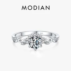 MODIAN Sparkling Dazzling Wedding Crown Finger Rings For Women Real 925 Sterling Silver Ring Engagement Statement Female Jewelry