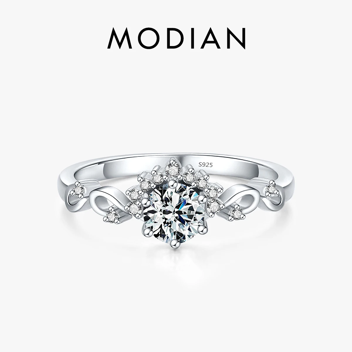 MODIAN Sparkling Dazzling Wedding Crown Finger Rings For Women Real 925 Sterling Silver Ring Engagement Statement Female Jewelry