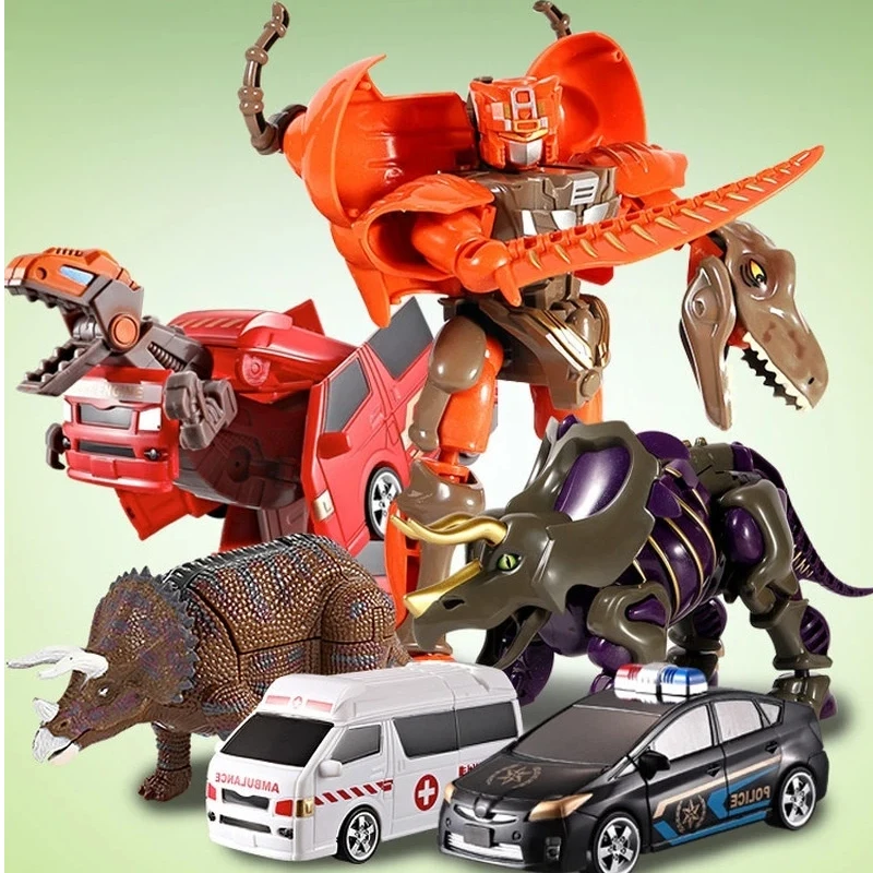 

Jurassic Dino Transforming Mecha Robot T-Rex Triceratops Stegosaurus Two Forms Manual Deform Vehicle Toy Kids Collectible Gift
