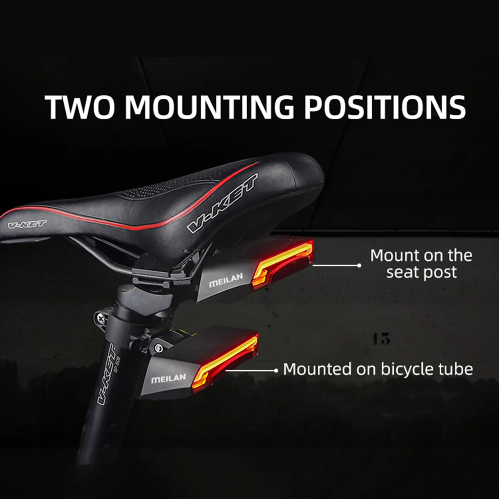 Meilan X5 Bicycle Rear Light Bike Remote Wireless Light Turn Signal LED Beam USB Chargeable Cycle Tail Light