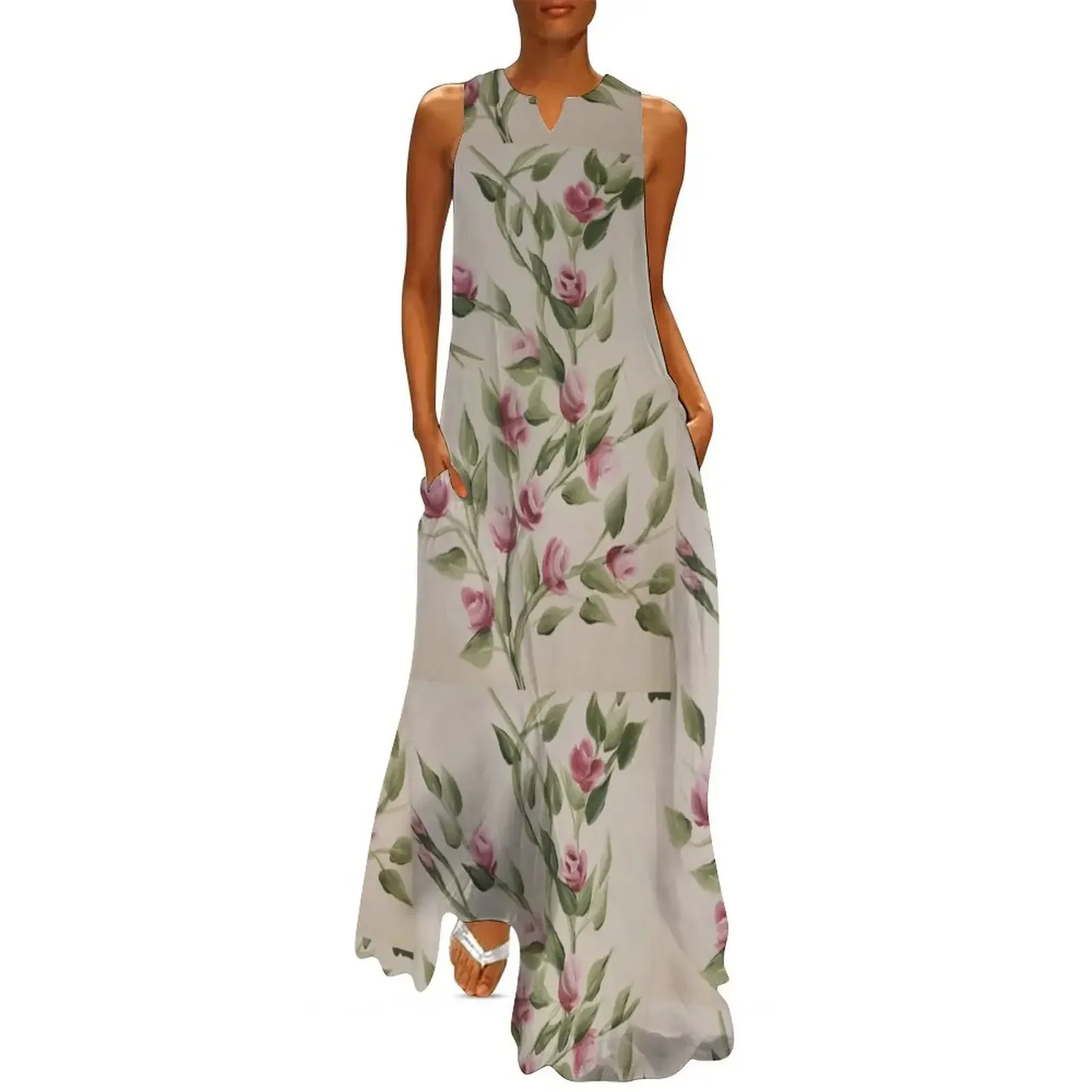 

Hand Painted Rose Buds A Buddin' Long Dress african dresses for woman dress women summer summer woman dress 2025