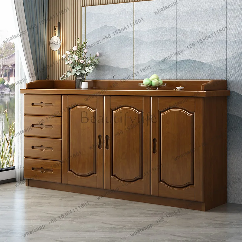 Solid wood dining side cabinet wine cabinet against the wall modern simple living room storage designer style high sense fashion