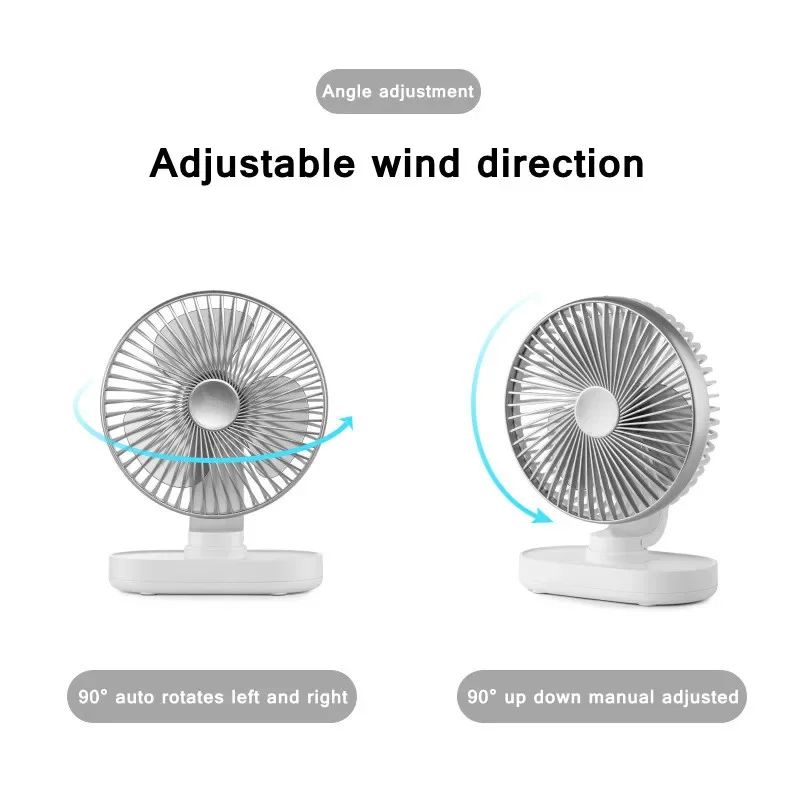 Ventilador eléctrico de escritorio con rotación automática, aire acondicionado recargable por USB, 4 velocidades, silencioso, portátil, para el hogar y la Oficina, 4000mAh