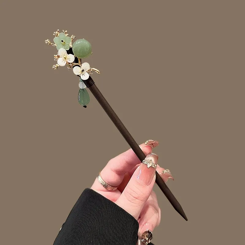 دبوس شعر خشبي عتيق للنساء عصا شعر أنيقة على الطراز الصيني الجديد دبوس شعر شيونغسام بسيط أغطية الرأس مجوهرات إكسسوارات الشعر #6