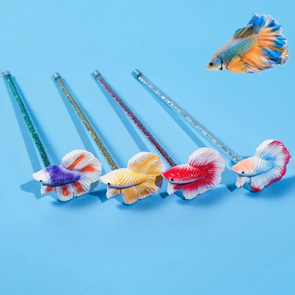 

Betta Stick Realistic Artificial Vivid Shape Aquarium Decor Long Pole Fish Training Teaser Wand Toy Fish Tank Supplies