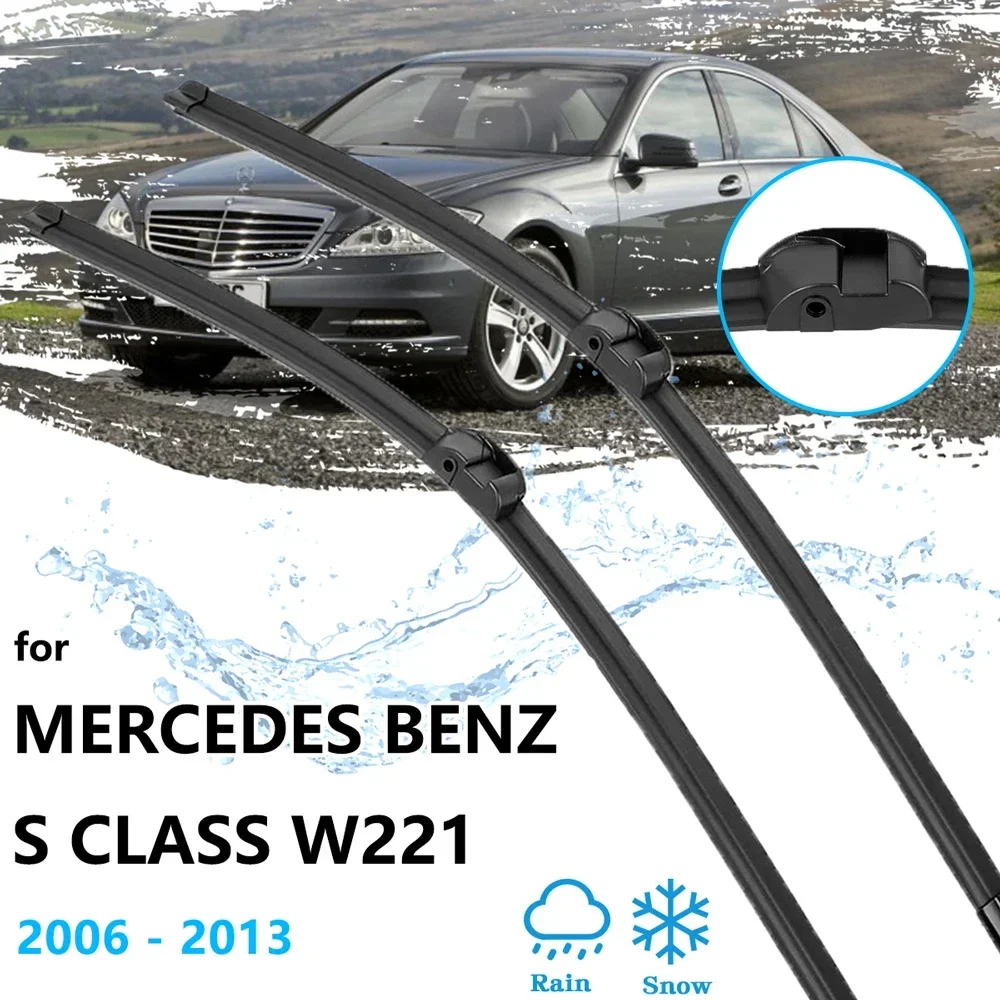 For Mercedes Benz S Class W221 2006~2013 Front Windows Wiper Blades Brushes Cutter Rubber Strip Refill Cleaning Car Accessories