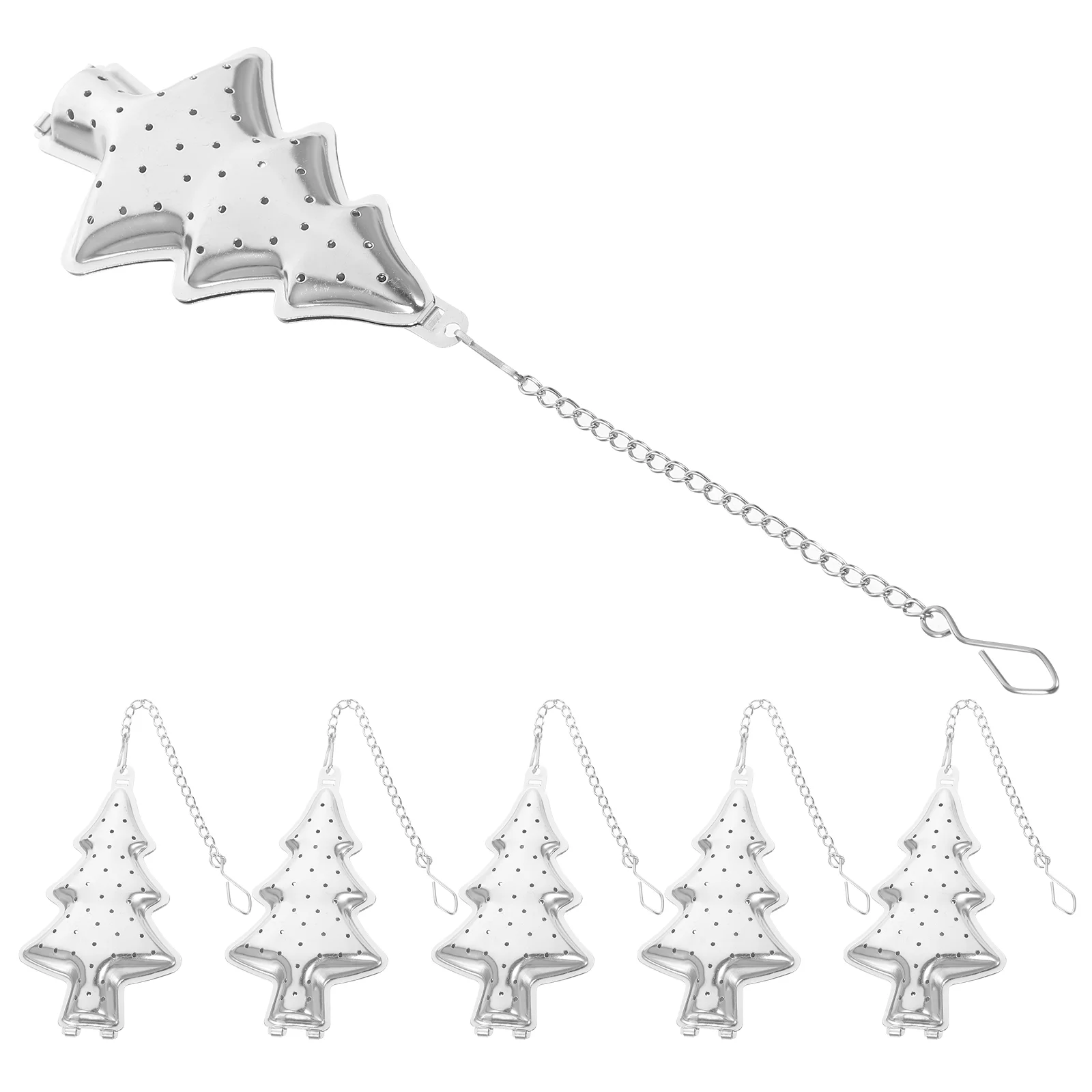 6 Pcs Tree Tea Leak Strainer Stainless Steel Making Gadget Christmas Infuser Balls for Loose