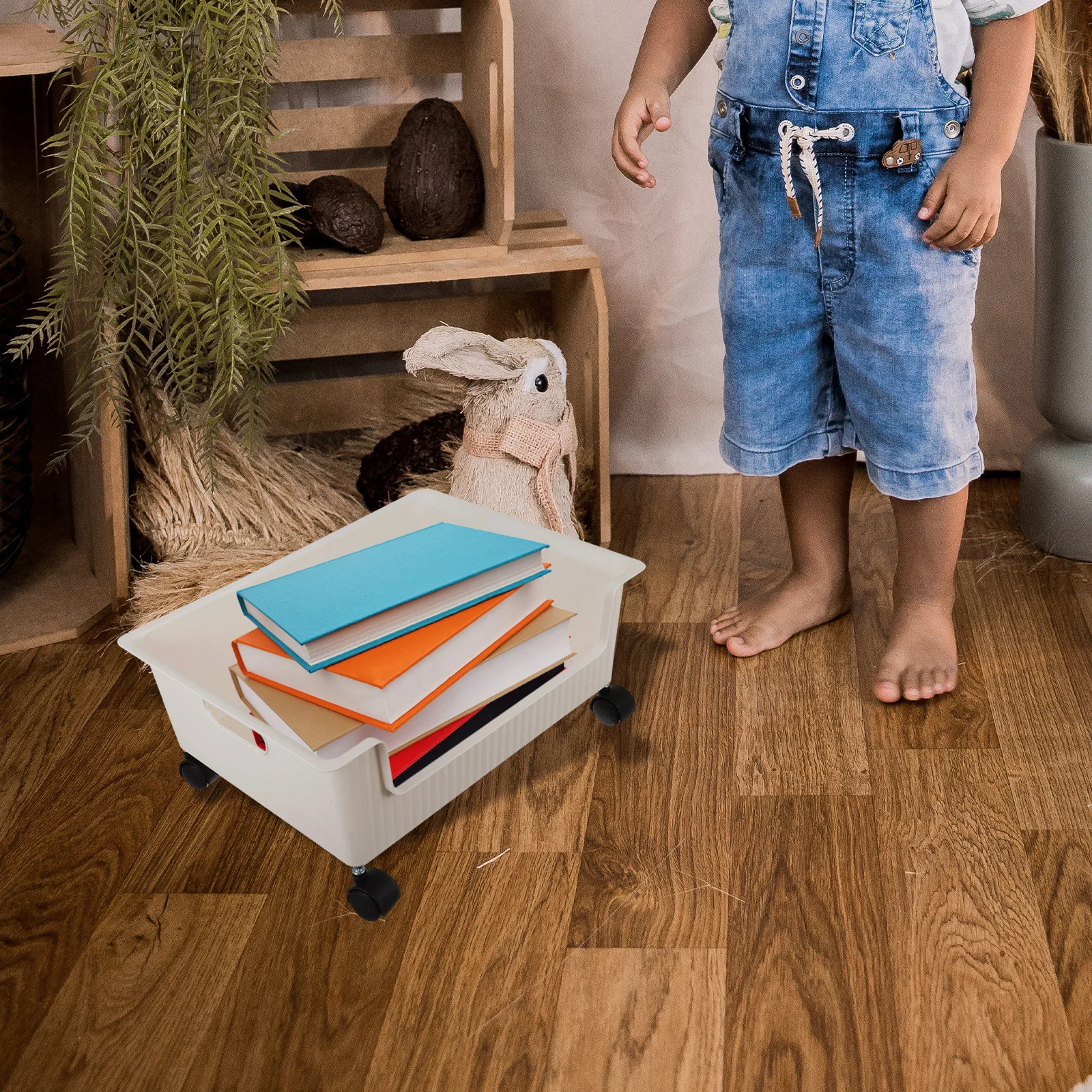 

Plastic Bookshelf on Wheels Multi-Functional Storage Organizer for Books Stationery Bedroom Office Home Use Plastic Bookshelf