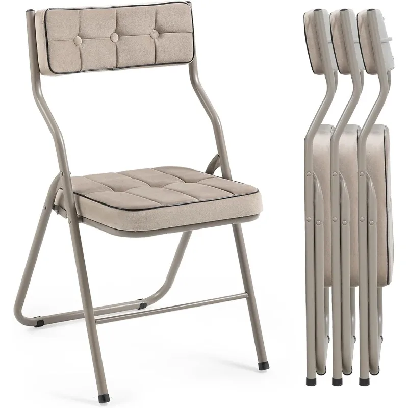 

Padded Folding Chairs 4 Pack - Foldable Dining Chairs with Cushion, Portable and Assembled Folding Extra Chair for Guests