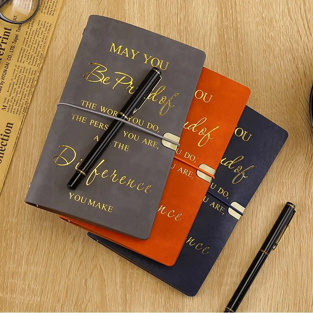 

Agenda Book 80 Sheets A5 English Notepad Horizontal Line English Handbook Wear-resistant Soft PU Leather Cover Diary Gifts