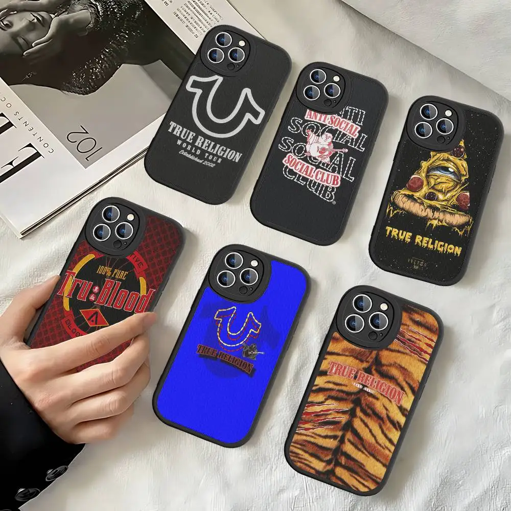 

Fashion True Religion Phone Case Hard Leather For IPhone 16 15 14 13 12 Mini 11 14 Pro Max Xs X Xr 7 8 Plus Fundas