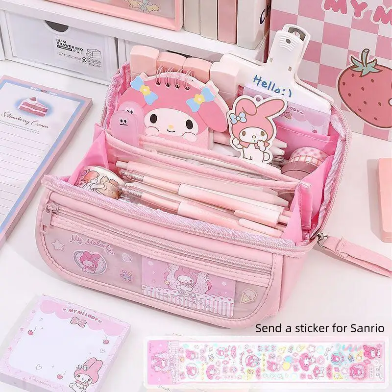 Sanrio Cute Kuromi Pencil Case Stationery For Junior High School Girls Primary School Students Large Capacity High Appearance