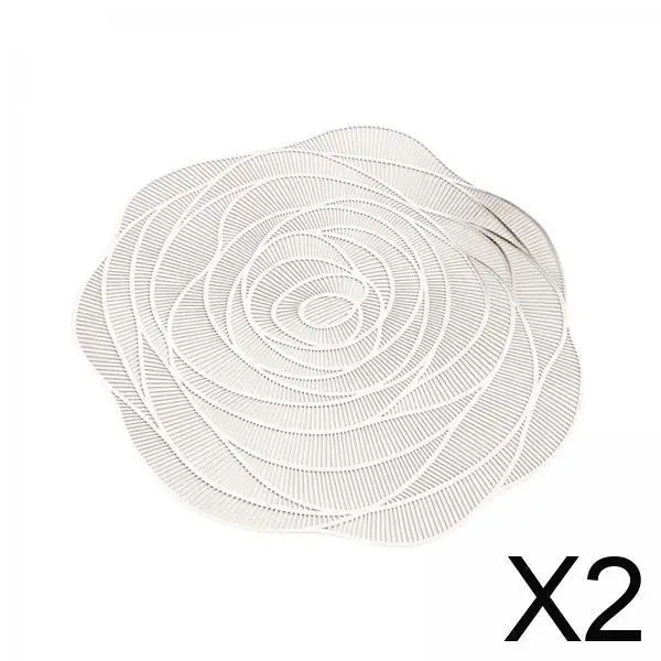 

Washable Rose Placemat Round PVC Material Elegant Heat Resistant Centerpiece Mat for Dinnerware Table Decor