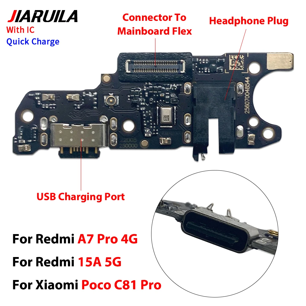 10Pcs , USB Charging Charger Port Flex Cable For Xiaomi Redmi 15A 5G / A7 Pro 5G Dock Charger Connector With Microphone Flex