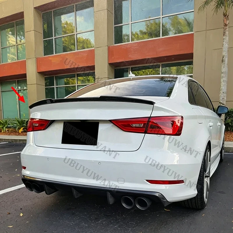 FOR AUDI A3 S3 RS3 8V Limousine Sedan V Style 2013-2020 Rear Trunk Spoiler Wing Top Tail Lip Spoiler Diffuser Auto Parts view 5