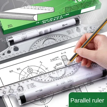 1 adet çok fonksiyonlu paralel cetvel 30cm hassas mühendislik çizim ölçme aracı W/rulo atölye marangoz açı seviyesi cetvel