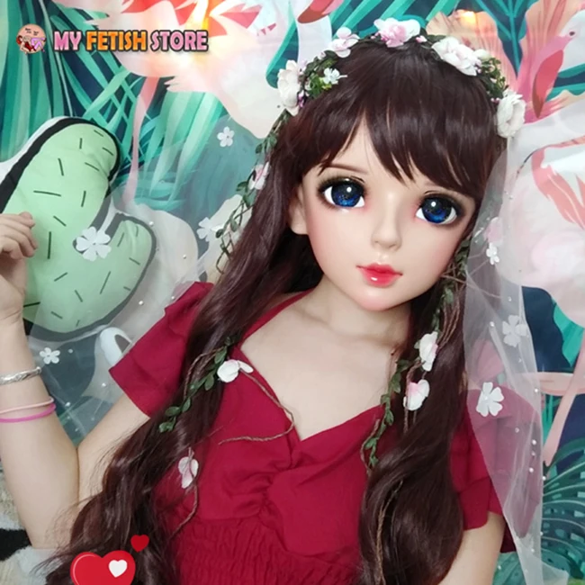(Shi-08) femme douce fille résine demi-tête Kigurumi BJD yeux Crossdress Cosplay japonais Anime rôle Lolita masque avec yeux et perruque