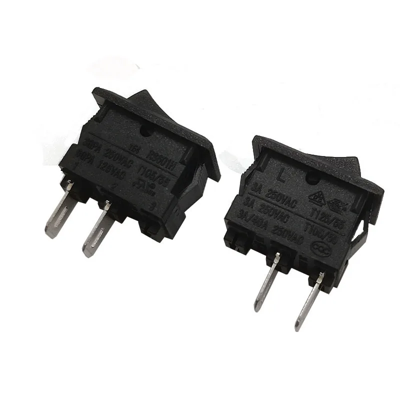 Small switch RS601H, 2 pins, 2 positions, 10*15mm, rocker arm power supply, boat-type switch 3A, 250V