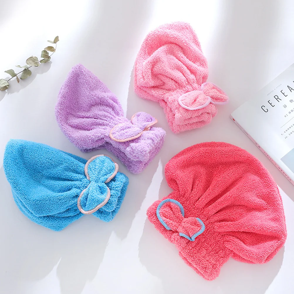 3 قطعة قبعة الشعر الجاف سوبر ماصة مايكرو النسيج تجفيف الشعر التفاف Bowknot سبا كاب للنساء دش استخدام غطاء تجفيف الشعر #6