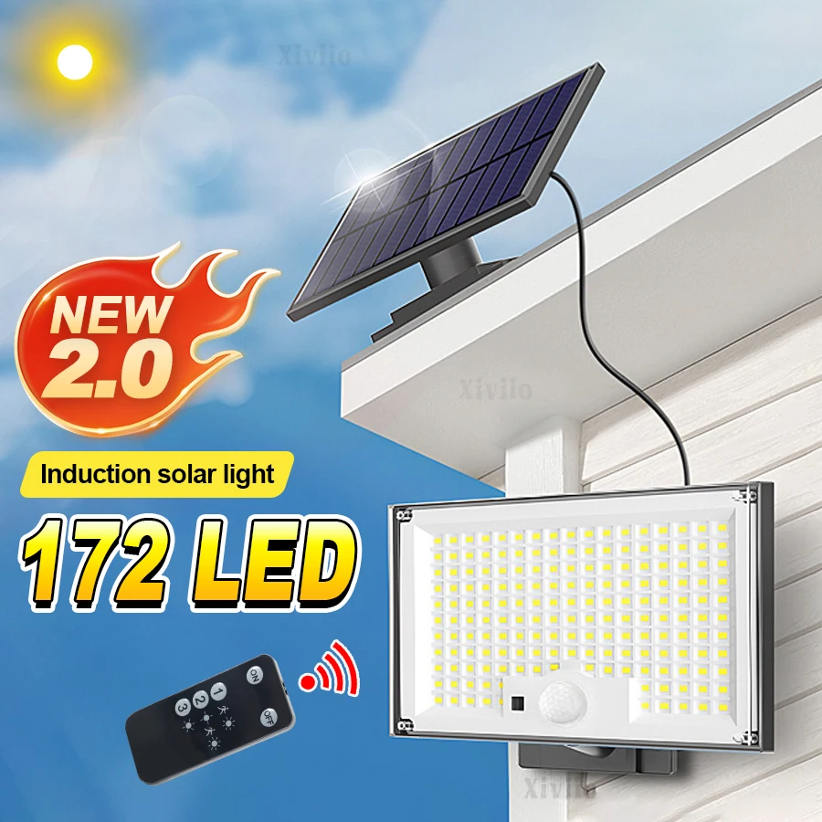 

Powerful 172 LED Solar Light 3 Working Modes Super Bright Motion Sensor Light Outdoor IP66 Waterproof Street Security Floodlight