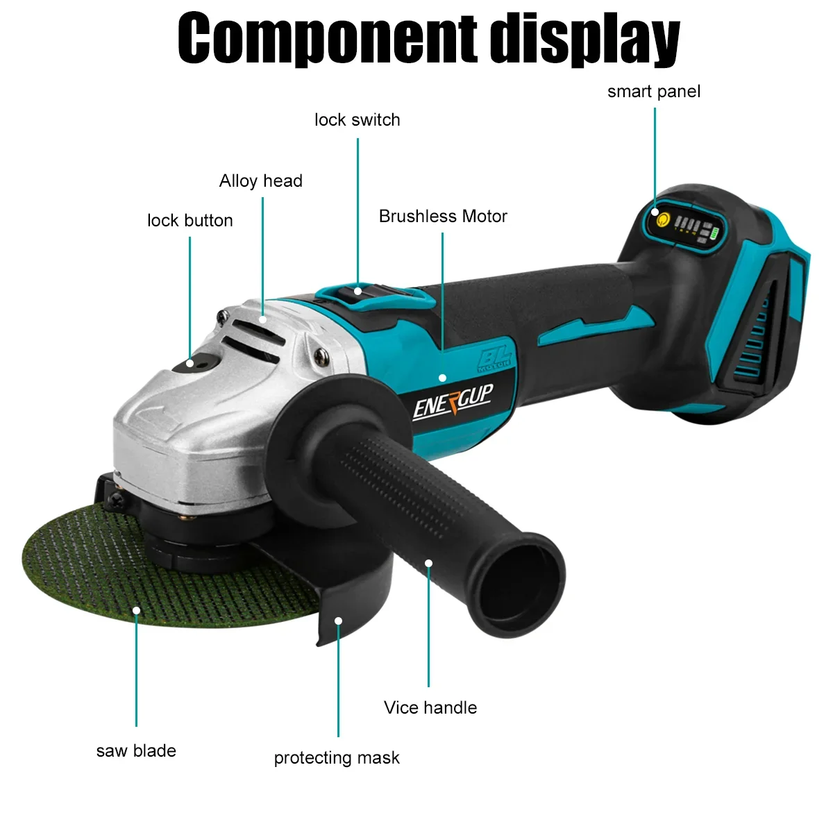 Portable 125mm Li-Ion Mini Angle Grinder Cordless Electric Wood Metal Cutting Machine with Slide Switch for Makita tool