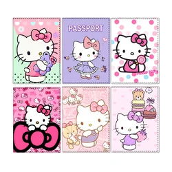 Sanrio Hello Kitty accesorios de viaje para mujeres y niñas, funda para pasaporte, cuero PU, Unisex, tarjetero de identificación, regalos de boda