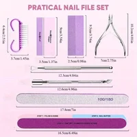 10/15pcs Professional Nail Art Kit with 100/180 Grit Files,Buffer Sponge,Brush,Scissors,Cuticle Nippers Pushers Gel Polish Tools 5
