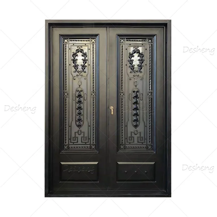 Entrance French Villa Double Front For House Main Gate Glass Door Entry Exterior Gates Wrought Iron Doors