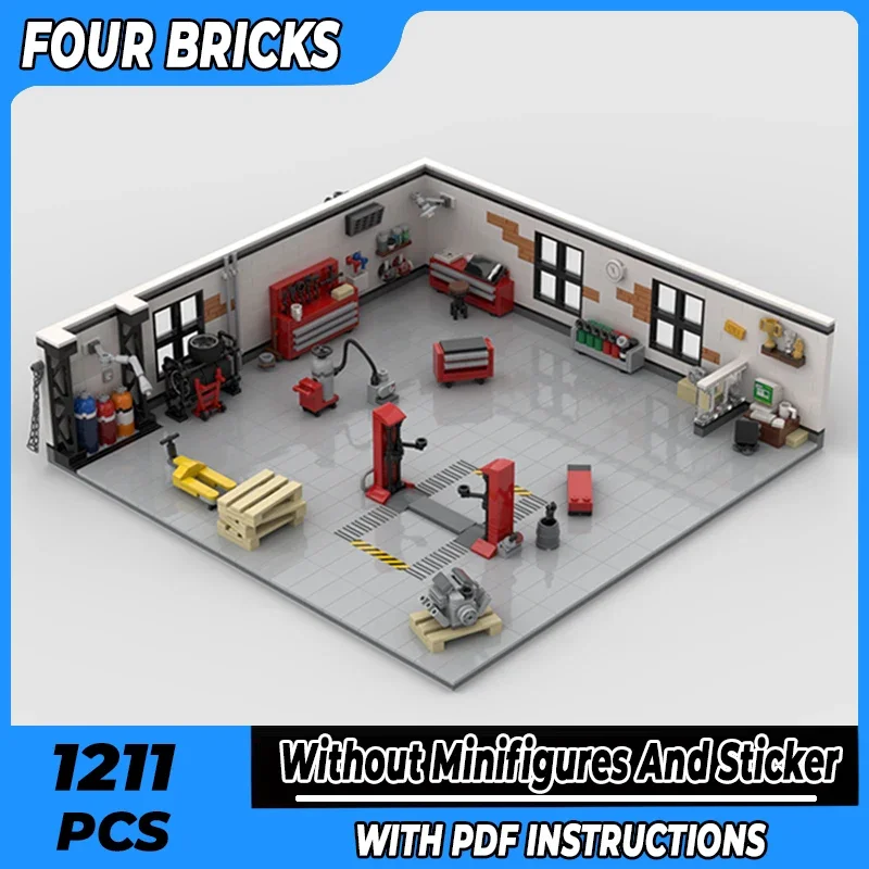 스트리트 뷰 모델 Moc 빌딩 브릭 튜닝 차고, 액세서리 기술 블록 선물, 크리스마스 장난감, DIY 세트 조립