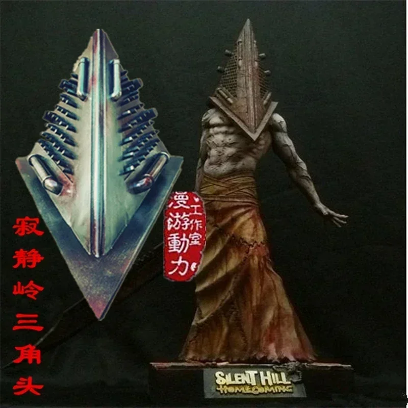Game Silent Hill Pyramid Head Cosplay Red Pyramid Thing Headgear Machete Prop Halloween Christmas Customized Accessory
